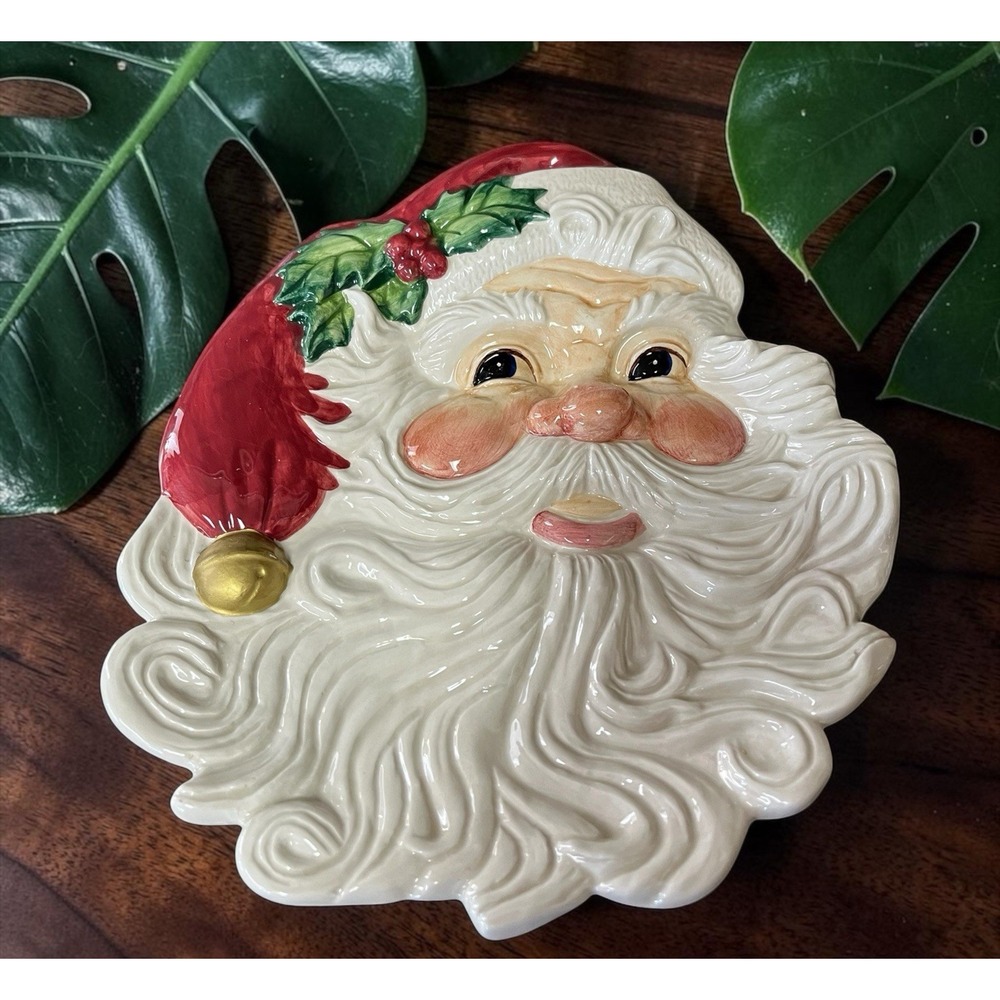 Fitz & Floyd Omnibus Santa Claus Canape Snack Desert Cookie Plate‎ Vintage Xmas